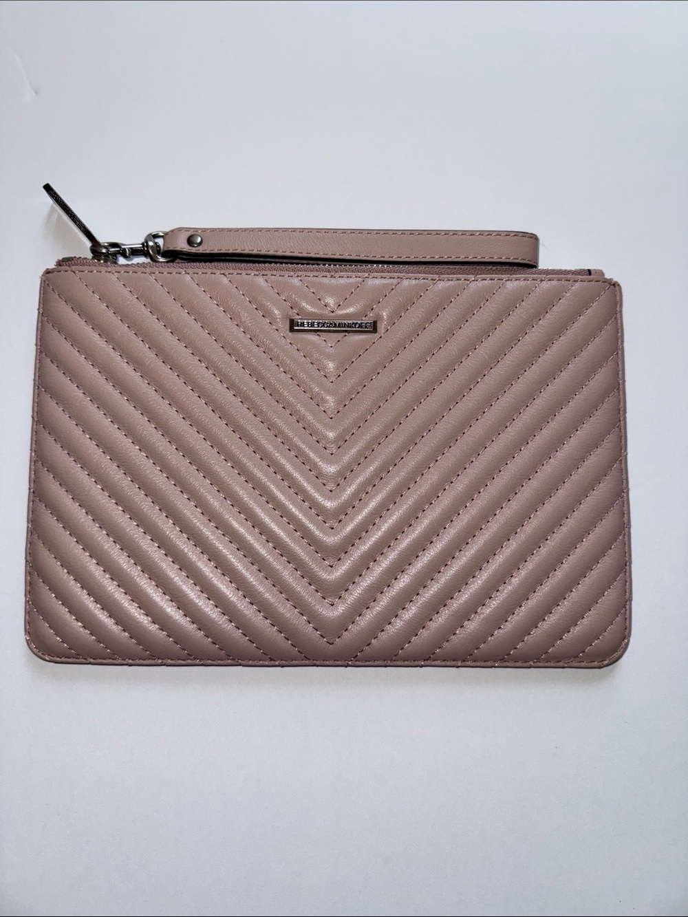Rebecca Minkoff Quilted Wristlet Clutch in Dusty Rose